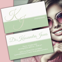 Cartão De Visita Mint Green White Minimalist Handlettering Plain