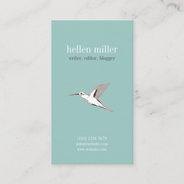 Cartão De Visita Mint hummingbird elegant minimal cute visit card (Frente)