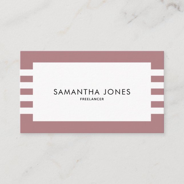 Cartão De Visita Minúsculo Mínimo Moderno Listras Brancas Rosa Free (Frente)