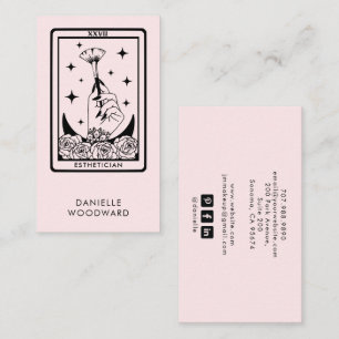 Cartão De Visita Místico Esteticista de Tarot Marcas Rosa Bege