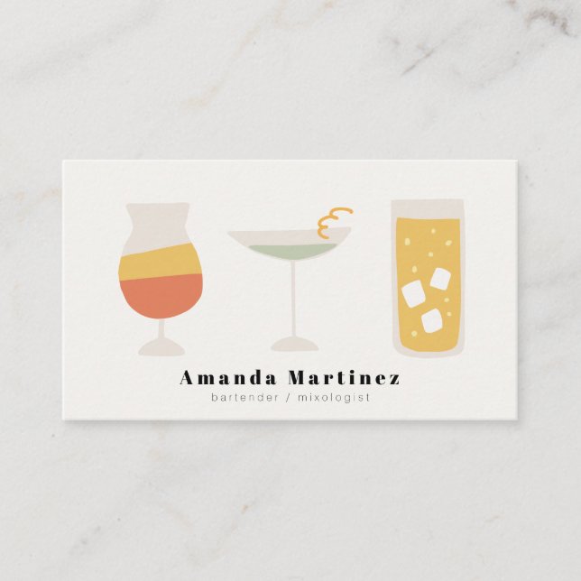 Cartão De Visita Mistólogo do Barman Colorido Bonito (Frente)