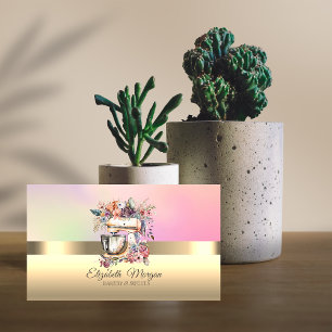 Cartão De Visita Mistura Floral de Bolo Profissional Elegante