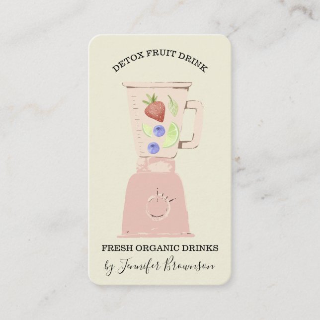 Cartão De Visita Misturador de Bebidas de Frutas Frescas Detox Ivor (Frente)