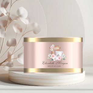 Cartão De Visita Misturador Elegante Banheiro Dourado Rosa de faixa