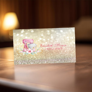 Cartão De Visita Misturador Elegante Flores Bokeh Padaria