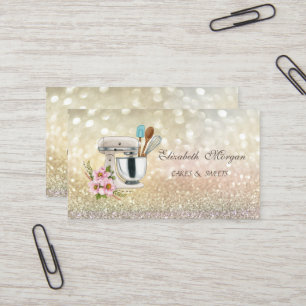 Cartão De Visita Misturador Floral Bokeh Elegante