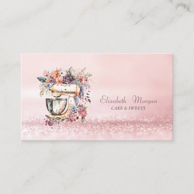 Cartão De Visita Misturador Floral Elegante Moderno de Bokeh Waterc (Frente)