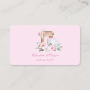 Cartão De Visita Misturador Flores Elegantes, Padaria Doces