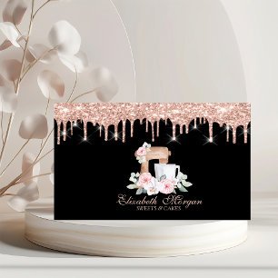 Cartão De Visita Misturador Flores Rosa Dourado Pasta