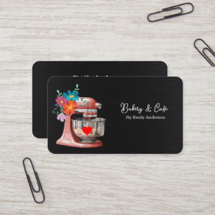 Cartão De Visita Misturador Simples Floral Bolo Padaria