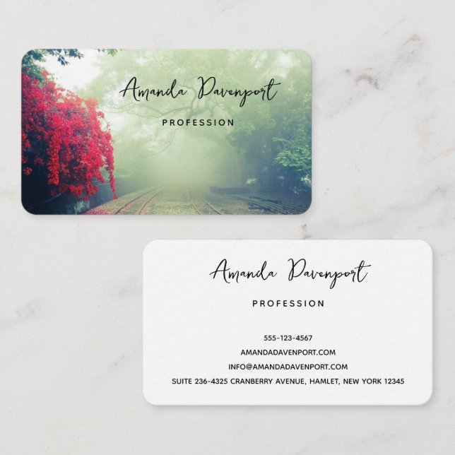Cartão De Visita Misty Railroad Tracks Foto Cênica (Frente/Verso)