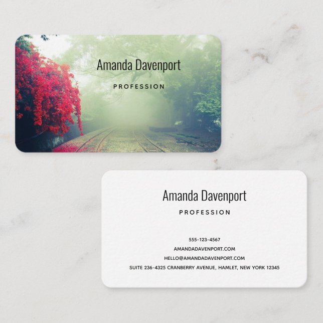 Cartão De Visita Misty Railroad Tracks Foto Cênica (Frente/Verso)