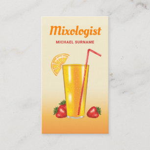 Cartão De Visita Mixologista de Bebida Cítrica Tropical de Laranja 