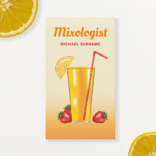 Cartão De Visita Mixologista de Bebida Cítrica Tropical de Laranja 