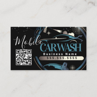 Cartão De Visita Mobile Car Wash Detail - Business Logo QR Code