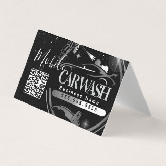 Cartão De Visita Mobile Car Wash Detail - Business Logo QR Code B