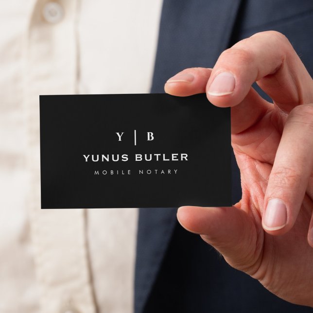 Cartão De Visita Mobile Notary Monogram Simple Business Card (Criador carregado)