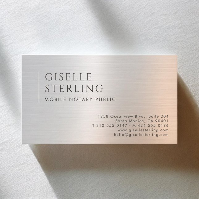 Cartão De Visita Mobile Notary Public Brushed Metal (Criador carregado)
