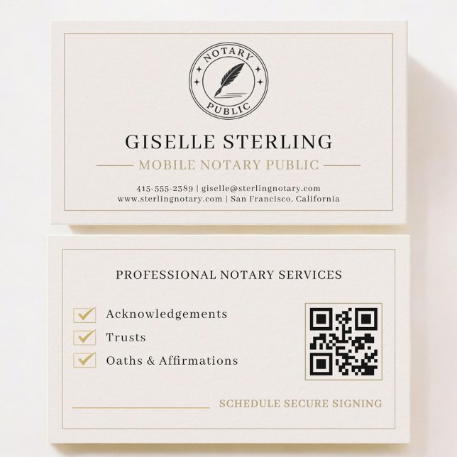 Cartão De Visita Mobile Notary Public QR Code Professional (Criador carregado)