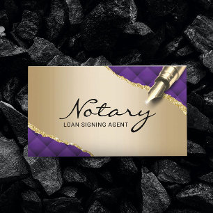 Cartão De Visita Mobile Notary Signing Agent Modern Purple & Gold