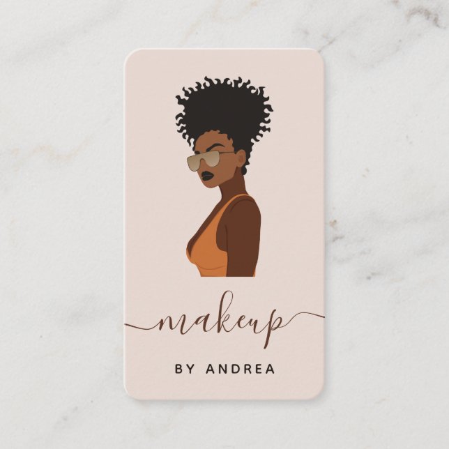 Cartão De Visita Moda de Bela Maquiagem Ilustração de Óculos de Sol (Frente)