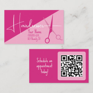 Cartão De Visita Moda de cabeleireira minimalista rosa