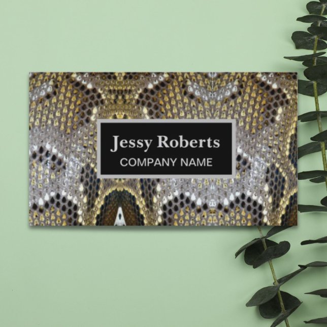Cartão De Visita Moda de cobra de de impressão de animais da Trende (Trendy stylish animal print snake skin fashion business card)