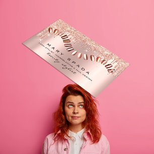 Cartão De Visita Moda de Movimentação do Rosa do Unhas Manicure Dou