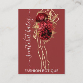 Cartão De Visita Moda Logotipo Dourado de Rosa Floral QR Stylist Co