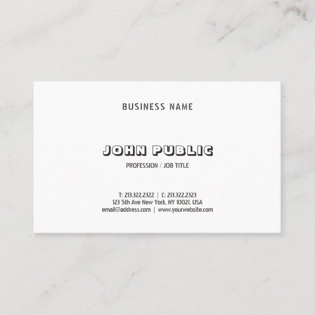 Cartão De Visita Modelo B&W Mínima Moderna e Elegante Negra (Frente)