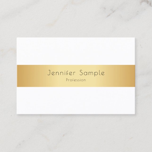 Cartão De Visita Modelo Branco Dourado e elegante e elegante person (Frente)