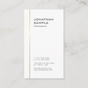 Cartão De Visita Modelo Branco Dourado minimalista profissional