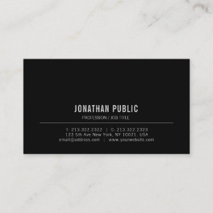 Cartão De Visita Modelo branco preto mínimo moderno e elegante
