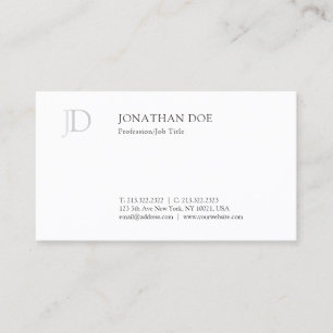 Cartão De Visita Modelo Branco Simples Monograma Criativo Moderno