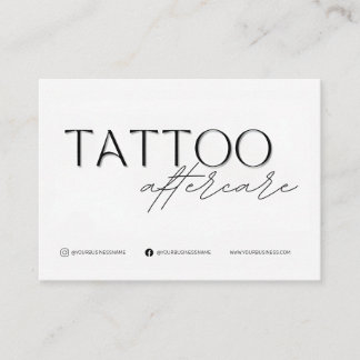 Cartão De Visita Modelo da placa de aftercare de tatuagem pessoal c