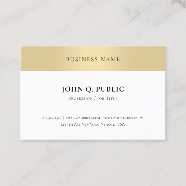 Cartão De Visita Modelo de aparência Dourada e elegante (Frente)