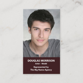 Cartão De Visita Modelo de Atriz do Ator Maroon de Foto Vertical