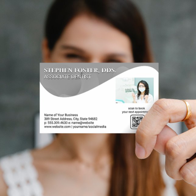 Cartão De Visita Modelo de dentista | Odontologia | Código QR (Criador carregado)