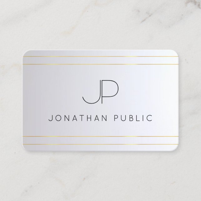 Cartão De Visita Modelo de Elegente de Prata Dourada inicial monogr (Frente)