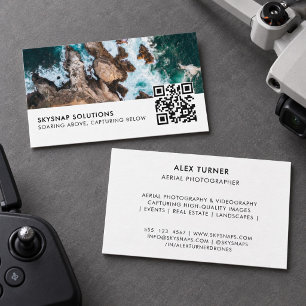 Cartão De Visita Modelo de Foto Código QR de Fotógrafo Piloto de Dr
