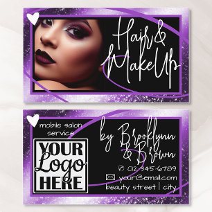 Cartão De Visita Modelo de foto de logotipo Na moda Lilac Frame Hea