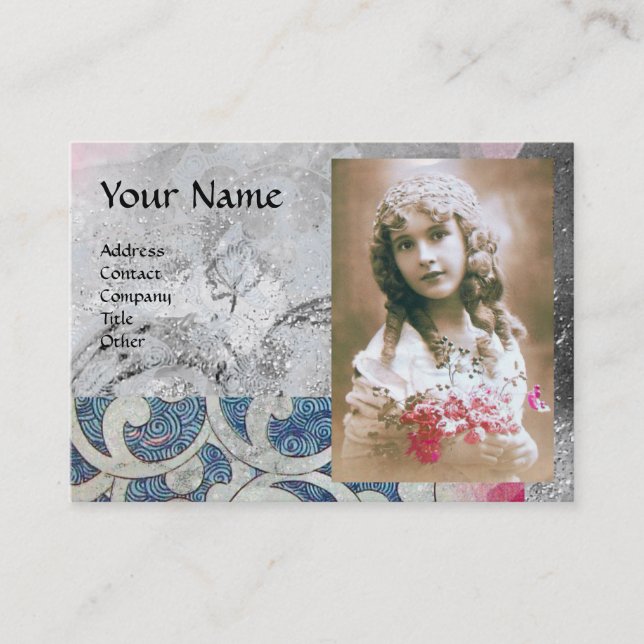 Cartão De Visita MODELO DE FOTO DE ONDAS, cinza brilhante e vibrant (Frente)