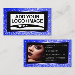 Cartão De Visita Modelo de Fotografia do logotipo Sparkle azul bril
