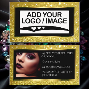Cartão De Visita Modelo de Fotografia do Logotipo Sparkle Dourado A