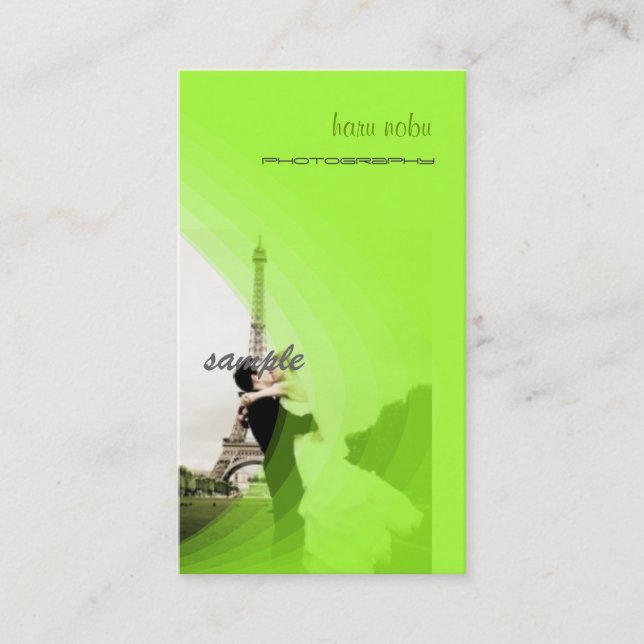 Cartão De Visita Modelo de Fotografia verde fluorescente, adicione  (Frente)