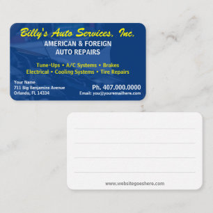Cartão De Visita Modelo de frente mecânico de reparação de autom