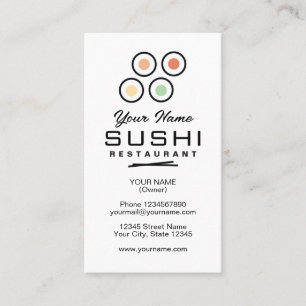 Cartão De Visita modelo de logotipo de restaurante de sushi simples
