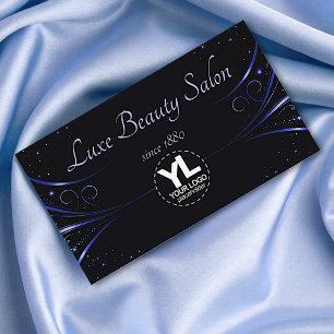Cartão De Visita Modelo de logotipo Flourish azul sofisticado