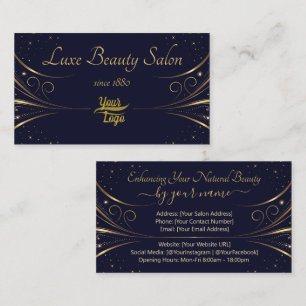 Cartão De Visita Modelo de logotipo Flourish Dourado sofisticado