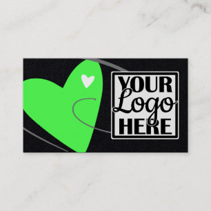 Cartão De Visita Modelo de logotipo Neon Green Love Heart for Craft